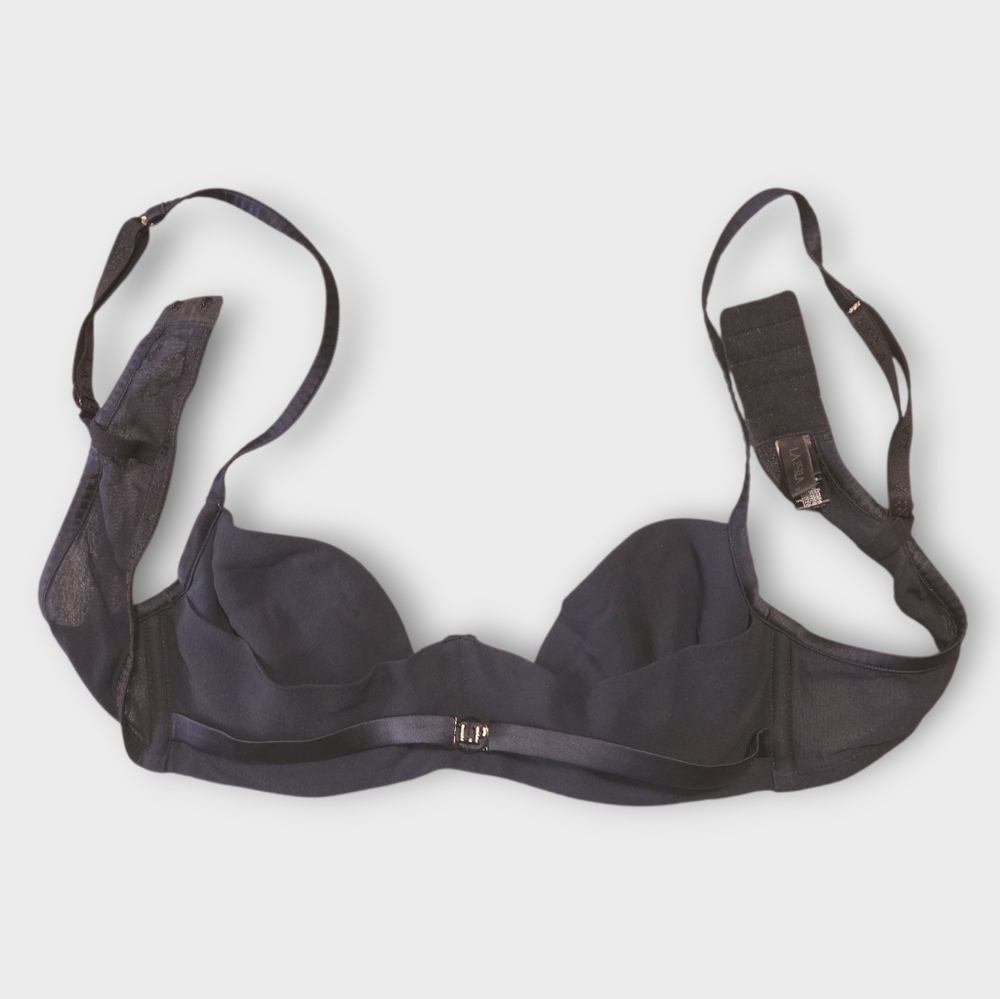 La Perla Elegant Black Underwire Mesh Bra with LP Rhinestones EU 80 USA 36 SILK